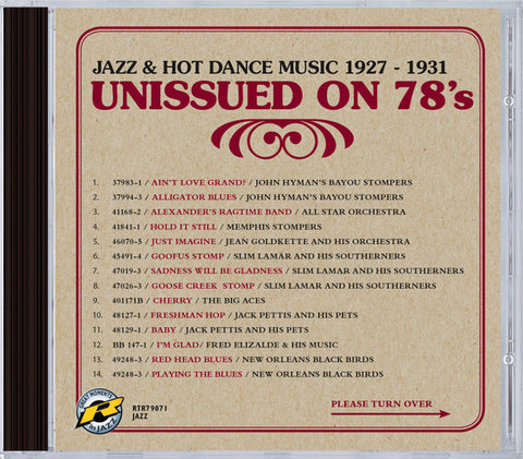 Various - Unissued On 78s Jazz & Hot Dance Music 1927 - 1931