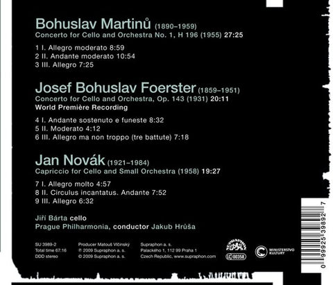 Martinů . Foerster . Novák - Jiří Bárta, Prague Philharmonia, Jakub Hrůša - Cello Concertos