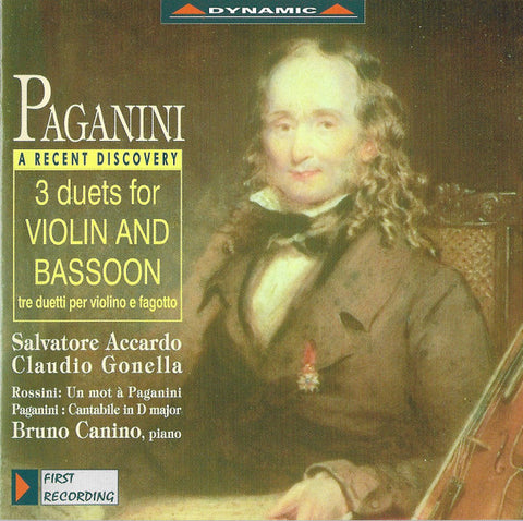 Paganini, Salvatore Accardo, Claudio Gonella, Bruno Canino - Three Duets For Violin And Bassoon