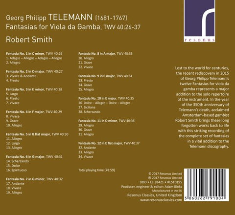Georg Philipp Telemann, Robert Smith - Fantasias For Viola de Gamba