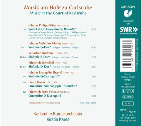 Danzi, Molter, Fesca, Bodinus − Karlsruher Barockorchester, Kirstin Kares - Musik Am Hofe Zu Carlsruhe