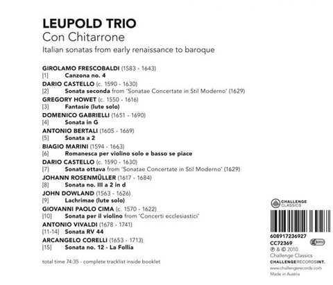 Leupold Trio - Con Chitarrone: Italian Sonatas From Early Renaissance To Baroque