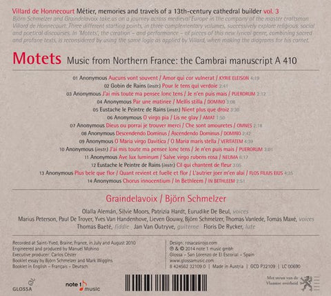 Graindelavoix, Björn Schmelzer - Motets (Music From Northern France: The Cambrai Manuscript A 410)