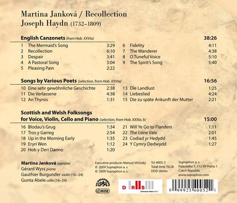 Haydn, Martina Jankova, Gérard Wyss - Recollection (Haydn Songs)