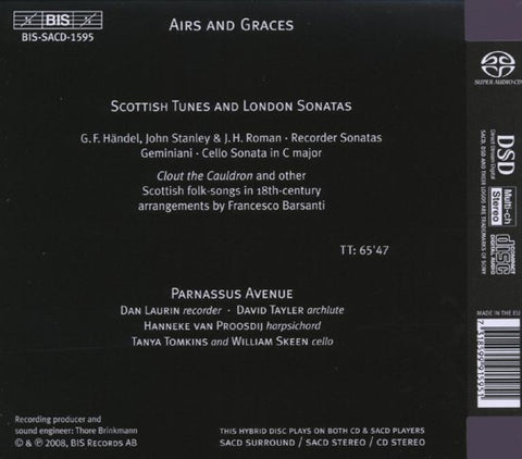 G.F.Händel, John Stanley, Johan Helmich Roman, Parnassus Avenue - Airs And Graces - Scottish Tunes And London Sonatas