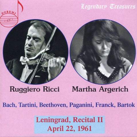 Ruggiero Ricci, Martha Argerich, Bach, Tartini, Beethoven, Paganini, Franck, Bartok - Leningrad, Recital II: April 22, 1961