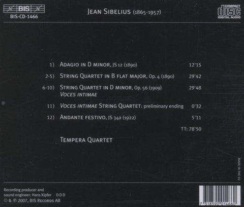 Jean Sibelius / Tempera Quartet - String Quartets (1890-1922)