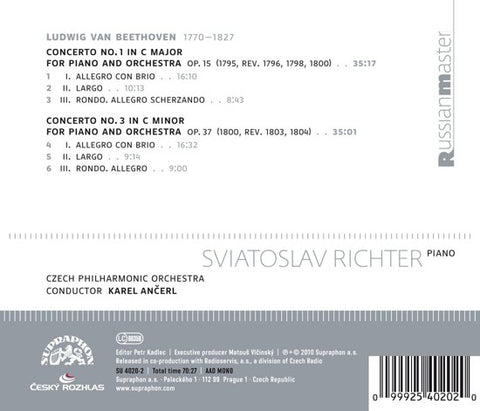Beethoven, Sviatoslav Richter, Karel Ančerl, Czech Philharmonic Orchestra - Piano Concertos Nos 1 & 3