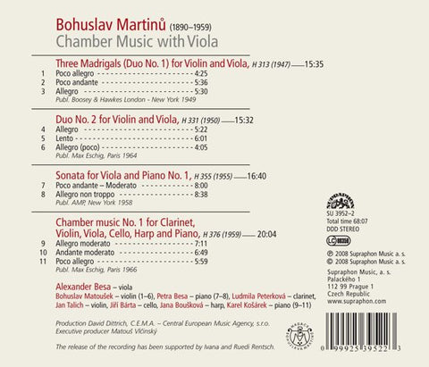 Bohuslav Martinů - Martinu: Chamber Music With Viola